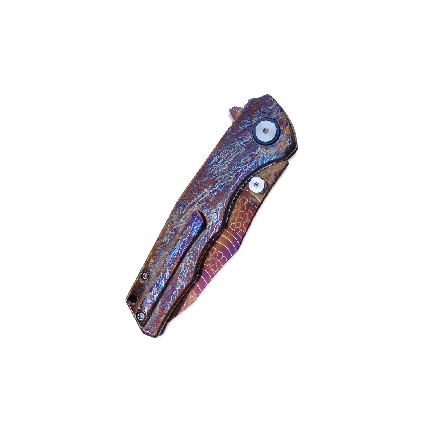 VORIXN ZircFlame KB020 knife closed, clip-side view, showing pocket clip and design