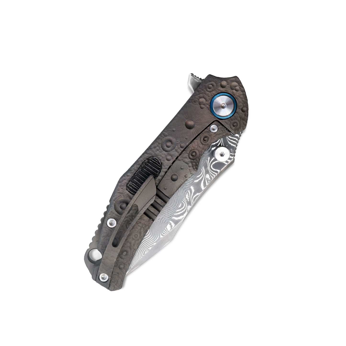 VORIXN “Lunar Step” Flipper & Thumb Stud Knife Titanium Handle (3.6" Damascus steel Blade) KB024