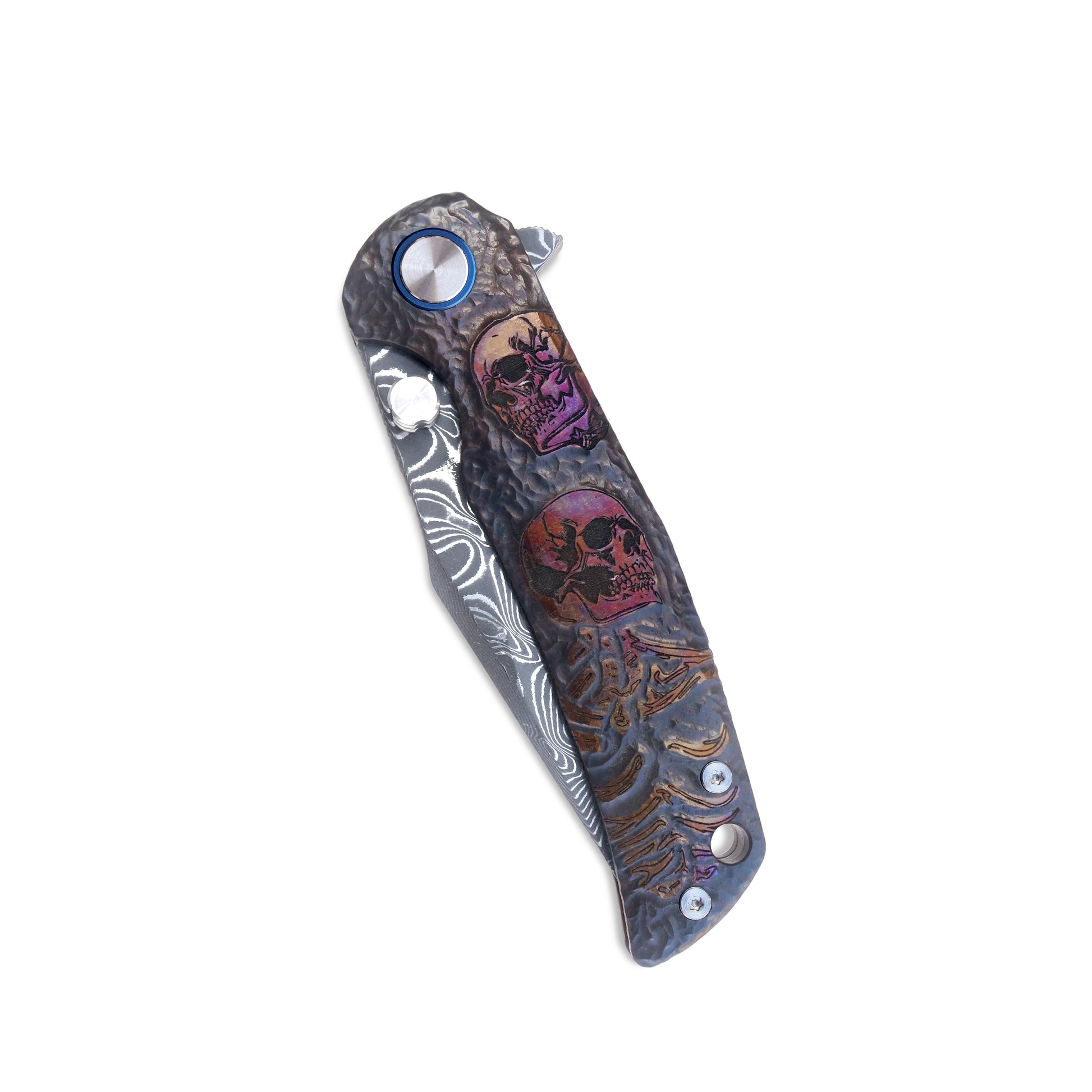 VORIXN KB026 folding knife closed, handle design and full knife, non-pocket clip side