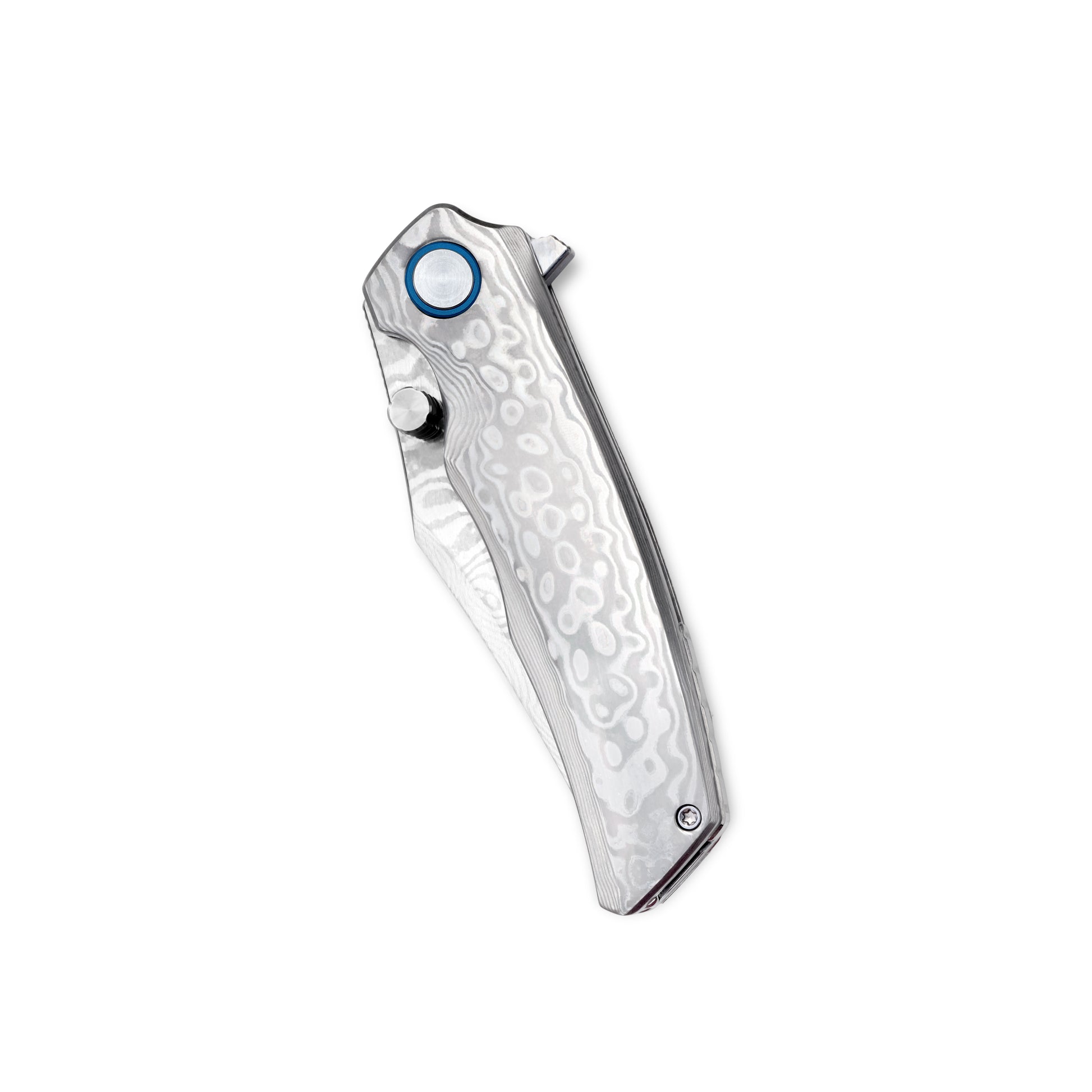 VORIXN KB032 closed knife non-clip-side view showing polished handle wave patterns