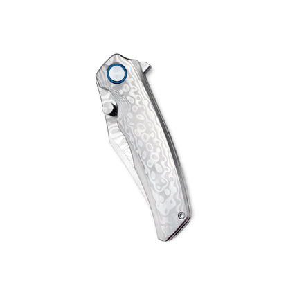 VORIXN KB032 closed knife non-clip-side view showing polished handle wave patterns