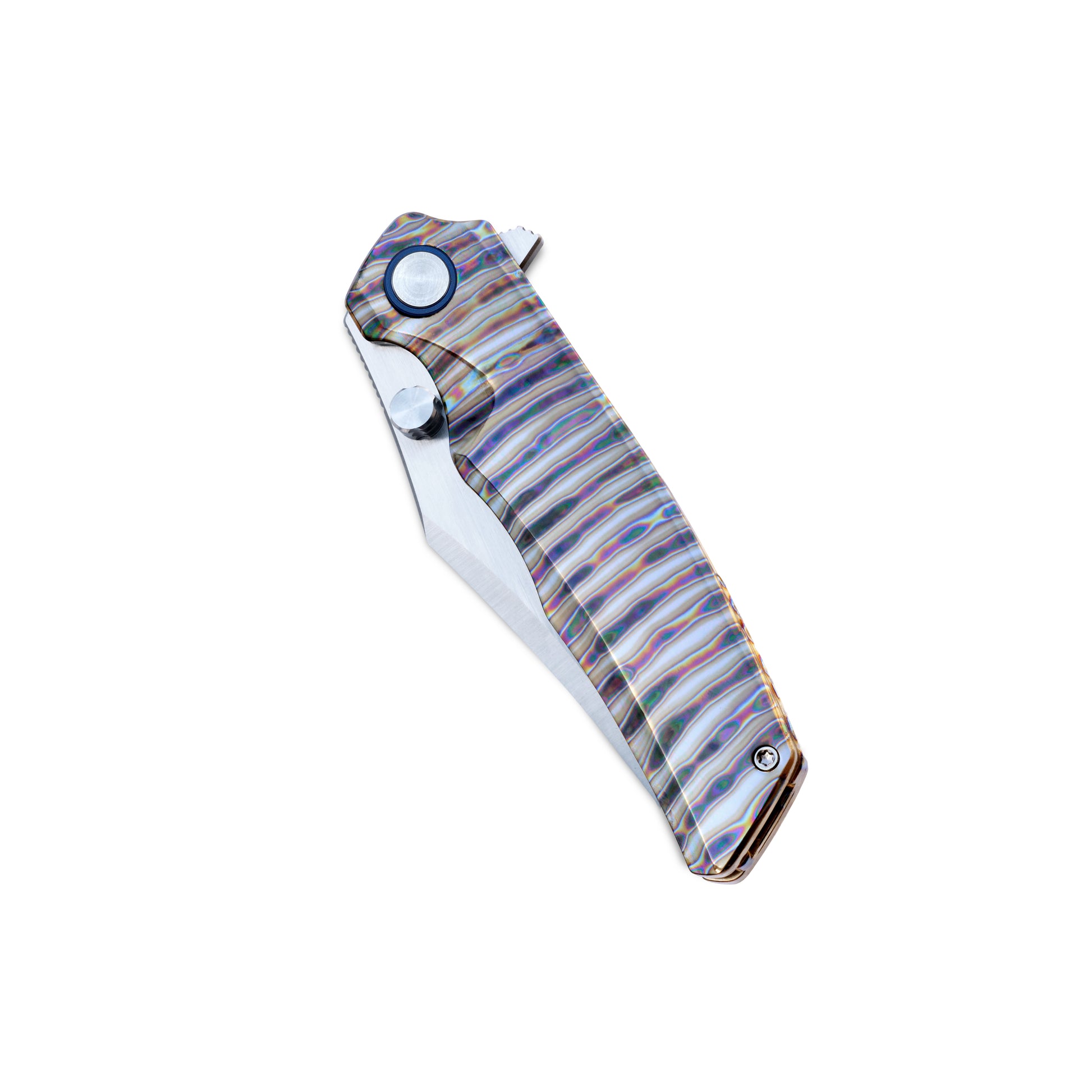 VORIXN KB035 folding knife closed, full view of handle pattern, non-clip side