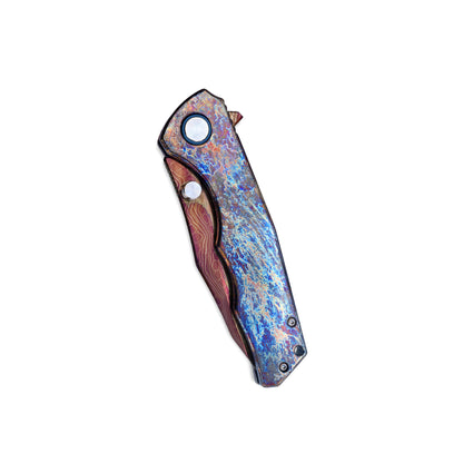 VORIXN ZircFlame KB021 knife closed, non-clip side, showing handle pattern and shape