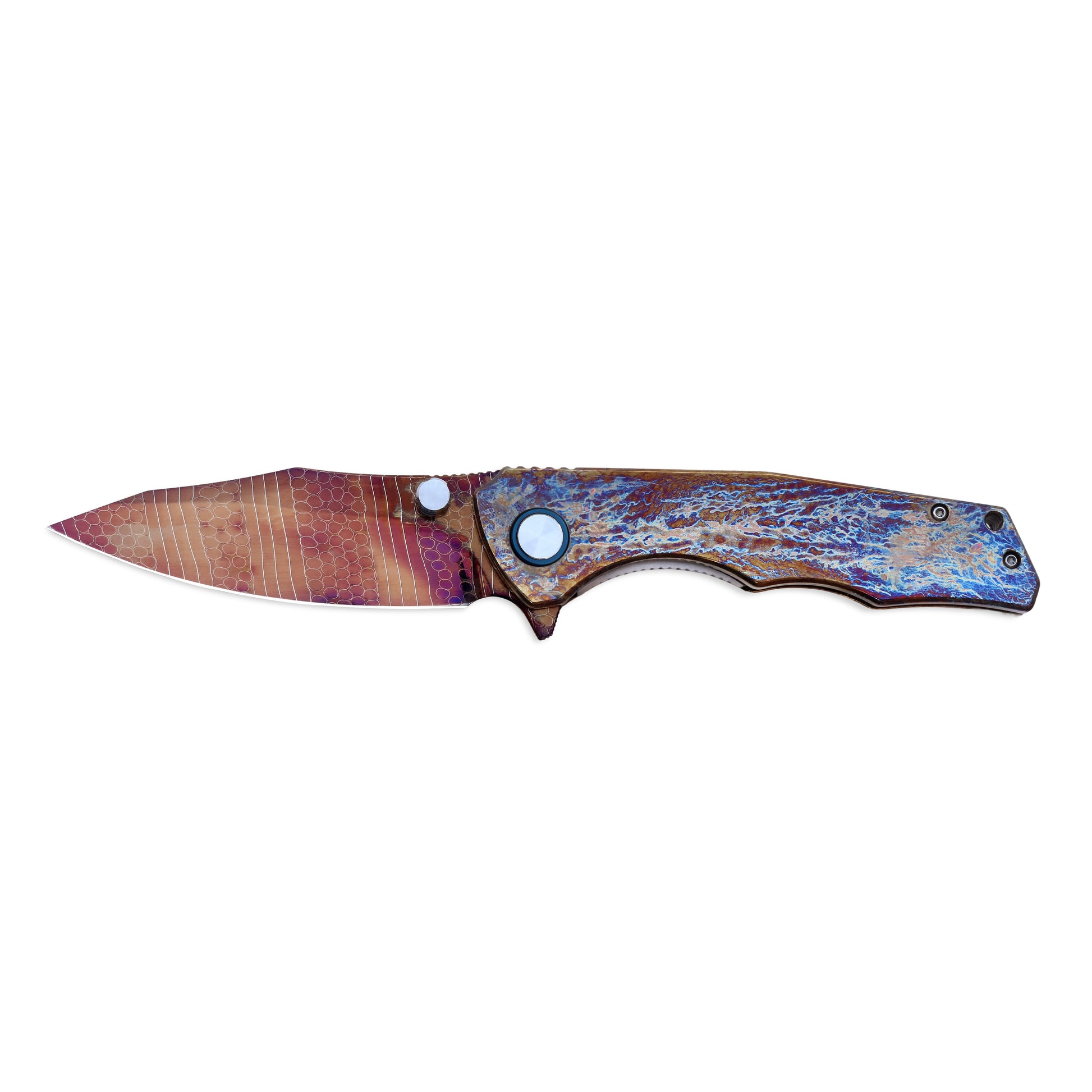 VORIXN ZircFlame KB020 knife half-open, non-clip view, handle horizontal