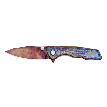 VORIXN ZircFlame KB020 knife half-open, non-clip view, handle horizontal