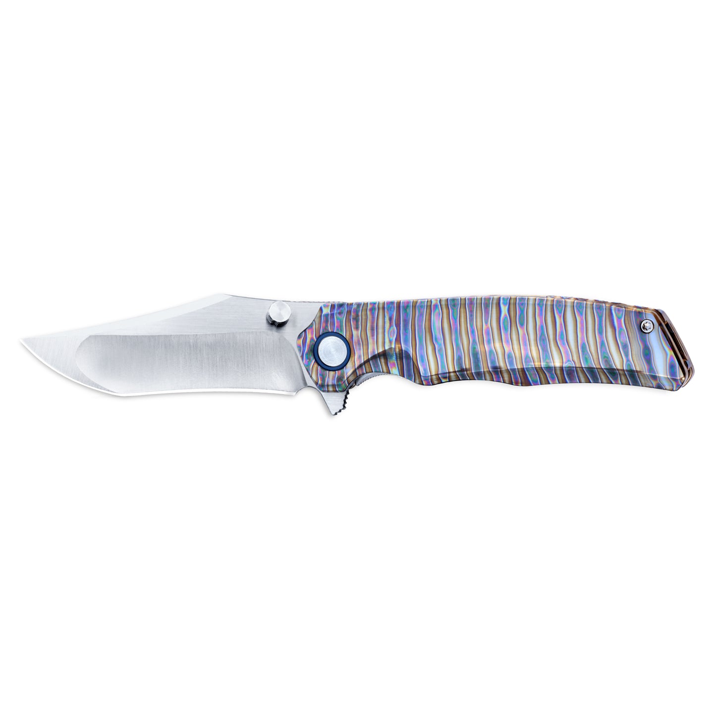 VORIXN KB035 folding knife open, non-clip side, blade shown horizontally