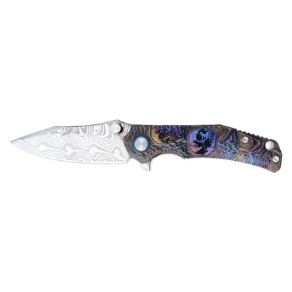 VORIXN KB036 folding knife fully open on the non-clip side with the blade positioned horizontally.