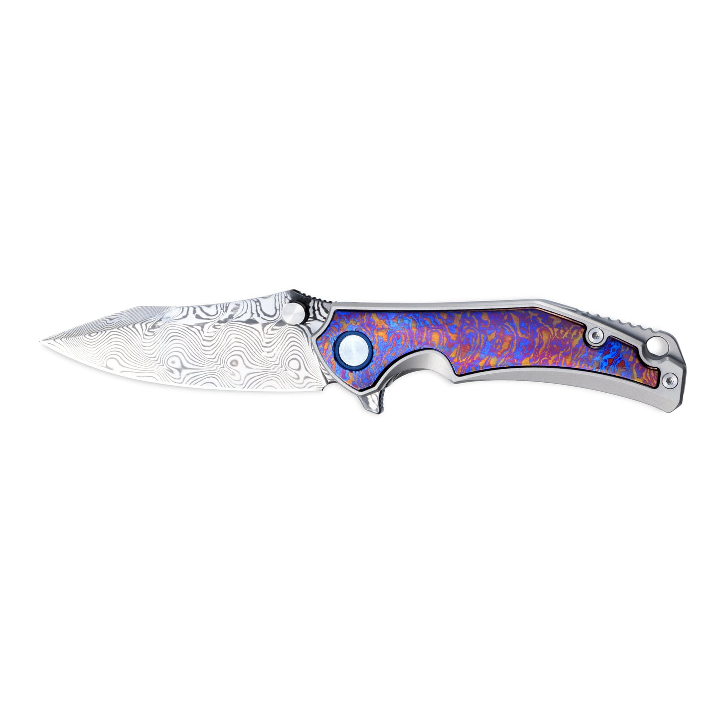 VORIXN KB031 ZircFlame folding knife open, non-clip side, blade horizontal