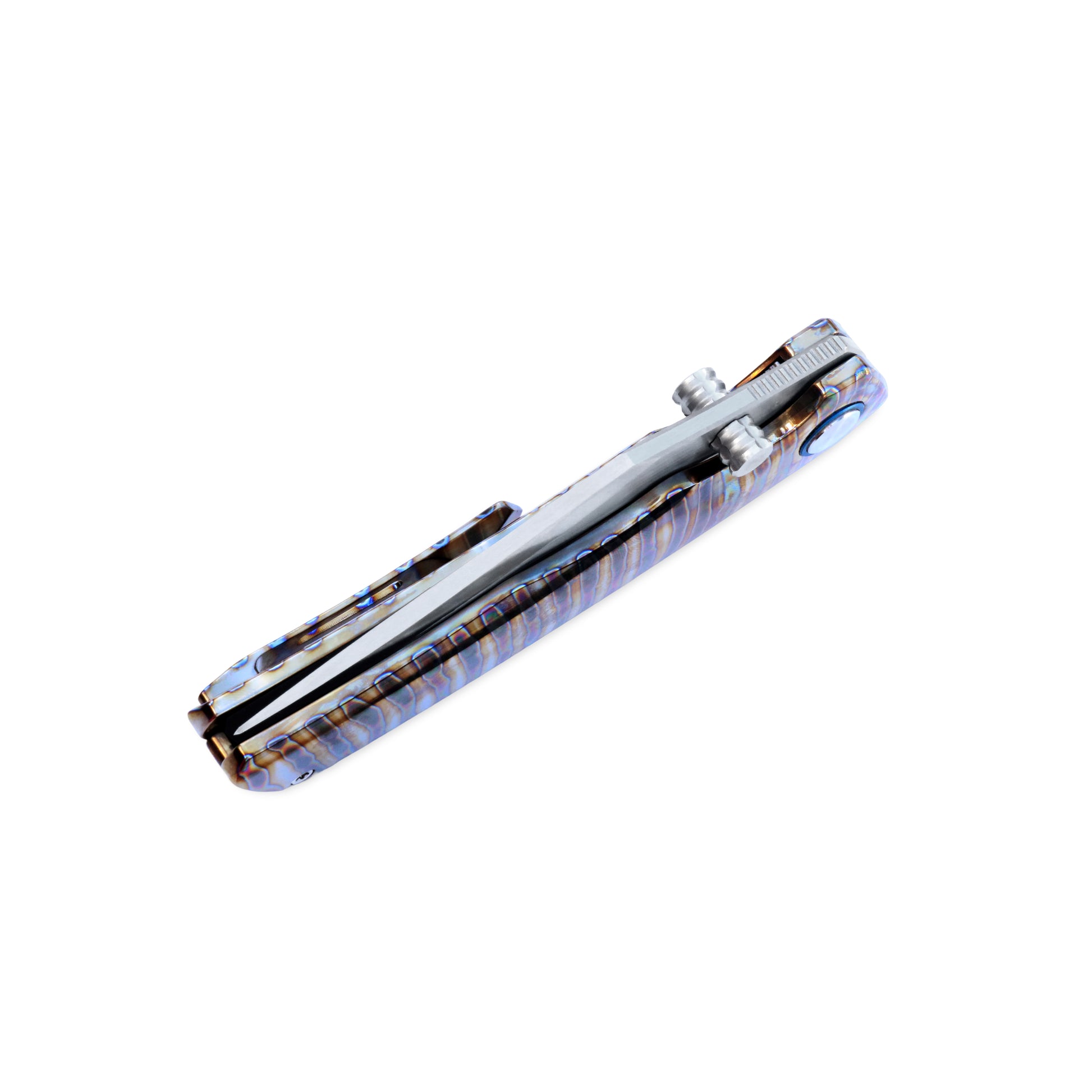 VORIXN KB035 folding knife closed, angled view showing blade spine