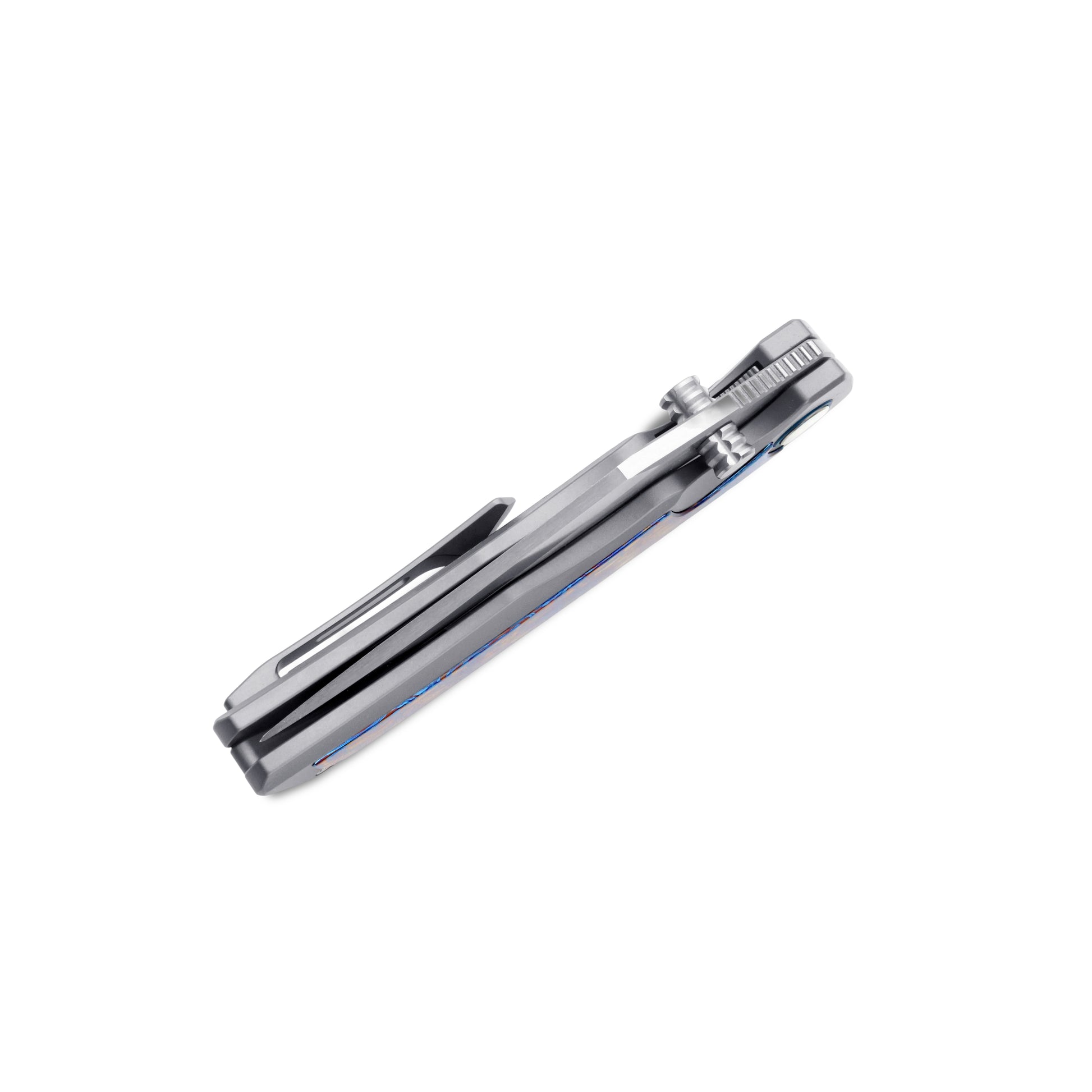 VORIXN KB036 Abyssal folding knife closed with the VG10 blade shown at an upward angle.