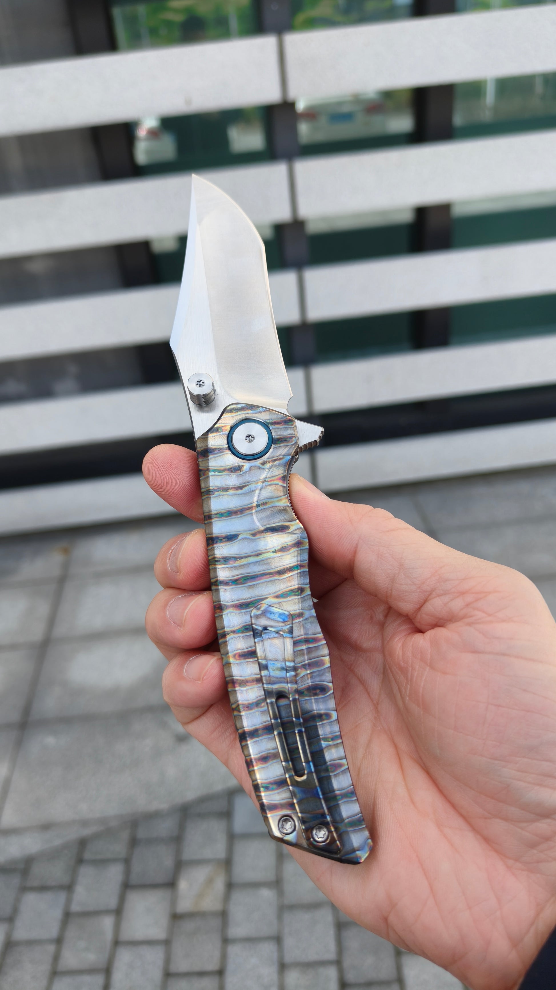 VORIXN KB035 folding knife open, clip side shown, blade upward