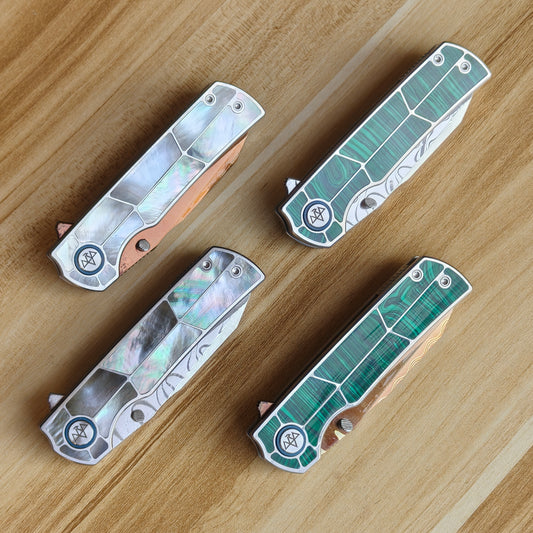 VORIXN "Ocean Mirage" Flipper & "Forest Mirage", Thumb Stud Knife (3.4" Blade) KB059. KB060, KB061, KB062, KB063