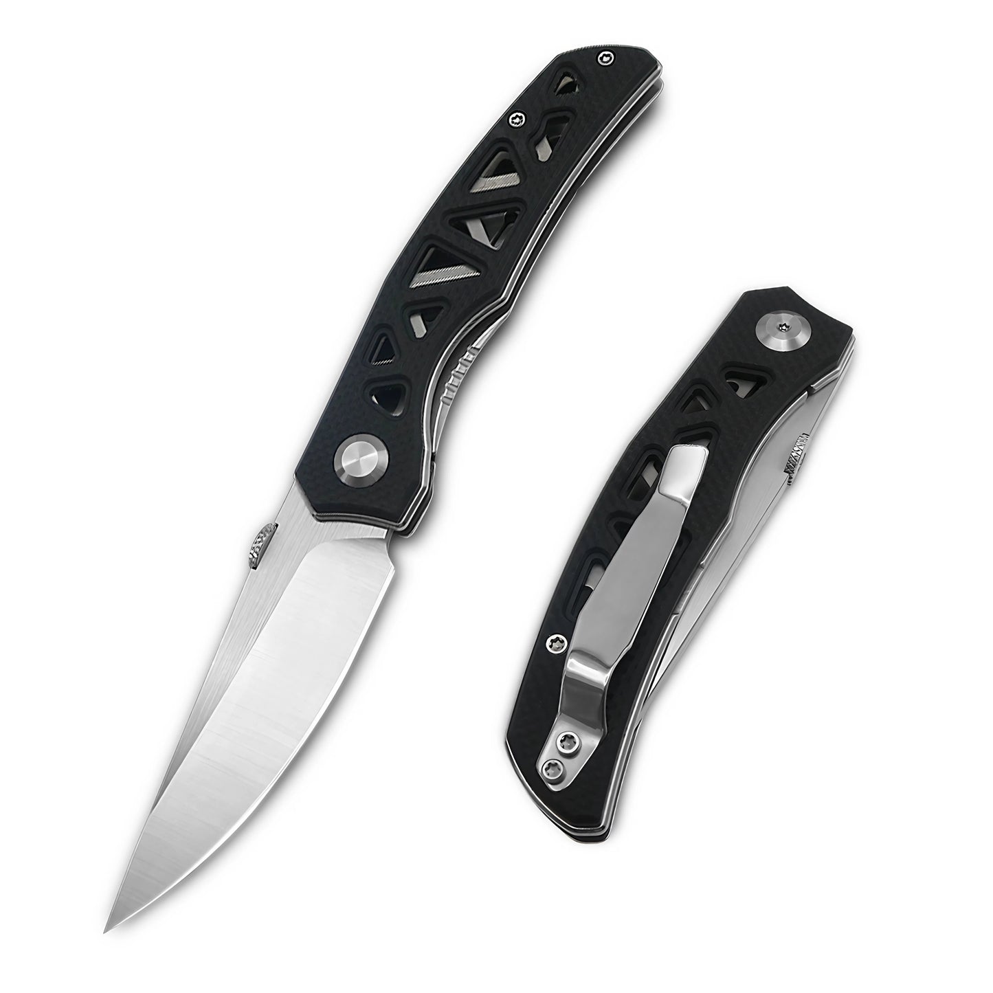 VORIXN Flipper & Thumb Stud Knife Stainless Steel & G10 Handle (3.8" 9Cr13 Blade) KA003