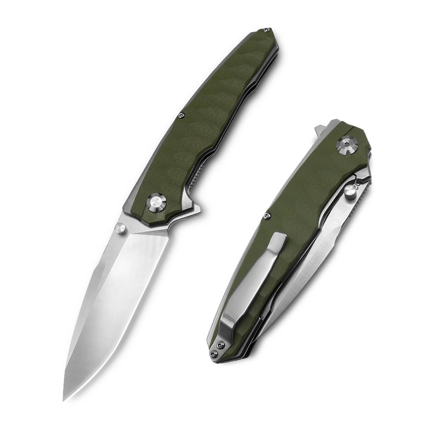 VORIXN Flipper & Thumb Stud Knife Stainless Steel & G10 Handle (5.4" 9Cr13 Blade) KA007