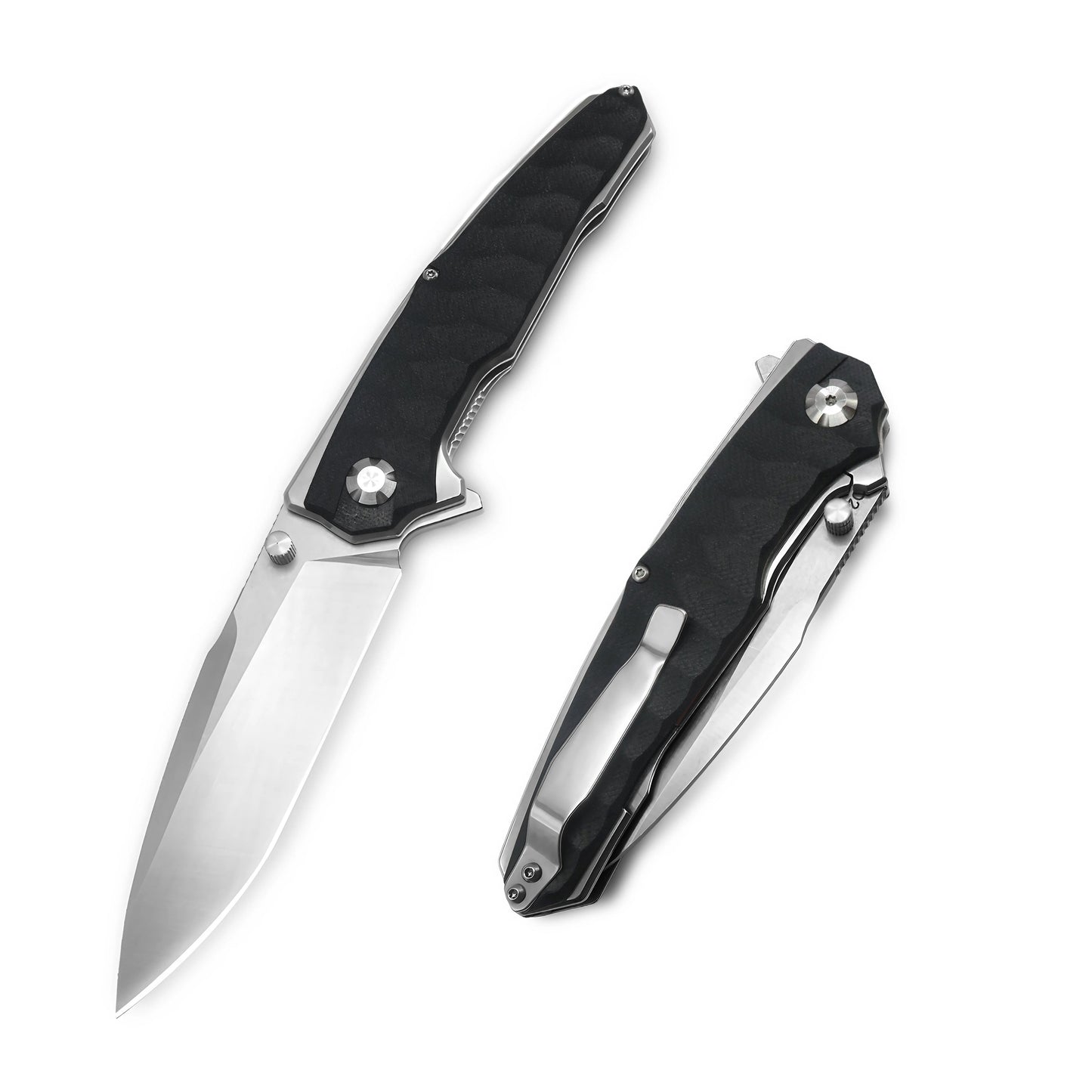 VORIXN Flipper & Thumb Stud Knife Stainless Steel & G10 Handle (4.3" 9Cr13 Blade) KA009