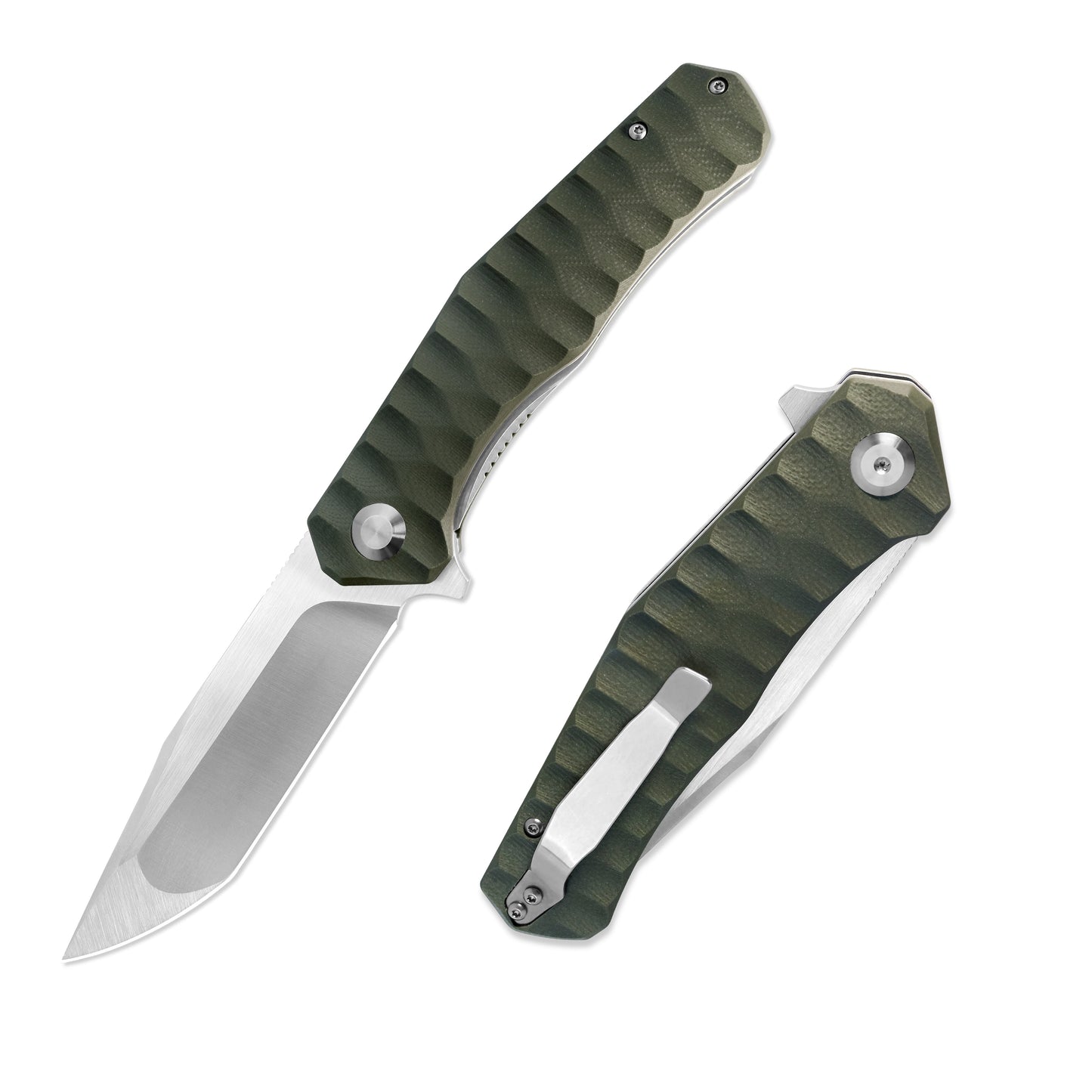 VORIXN Flipper Knife Stainless Steel & Micarta Handle (3.9" 9Cr18 Blade) KA010