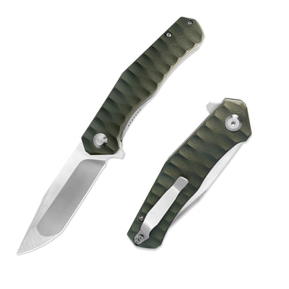 VORIXN Flipper Knife Stainless Steel & Micarta Handle (3.9" 9Cr18 Blade) KA010