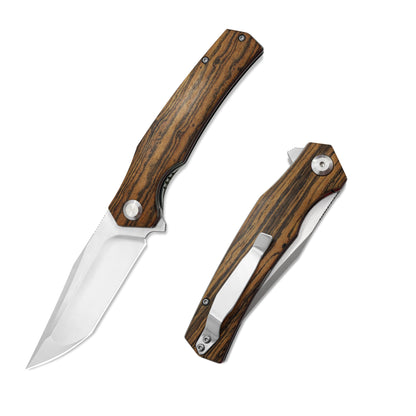 VORIXN Flipper Knife 2Cr13 & Bocote Handle (4.0" 9Cr8 Blade) KA013