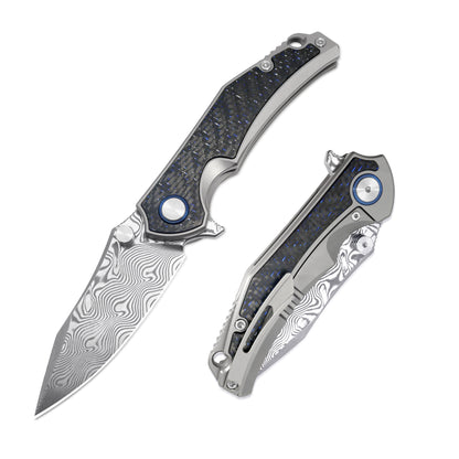 Eclipse Edge titanium folding knife open and closed view – non-clip and clip sides