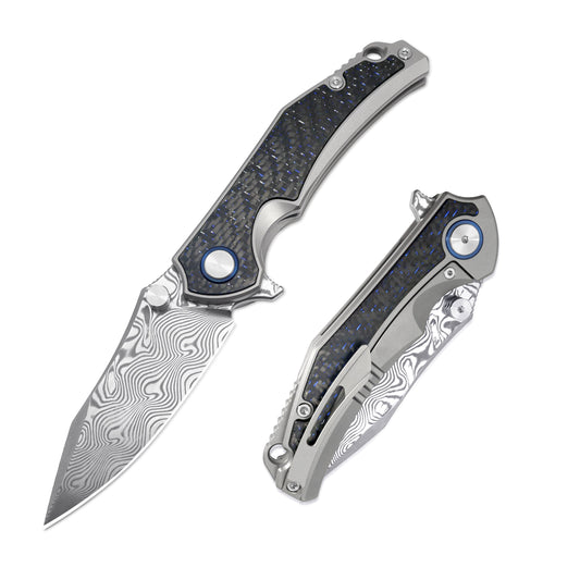 Eclipse Edge titanium folding knife open and closed view – non-clip and clip sides