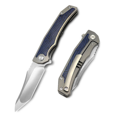 VORIXN Flipper Knife Titanium & Carbon Fiber Handle (4.7" VG10 Blade) KB003