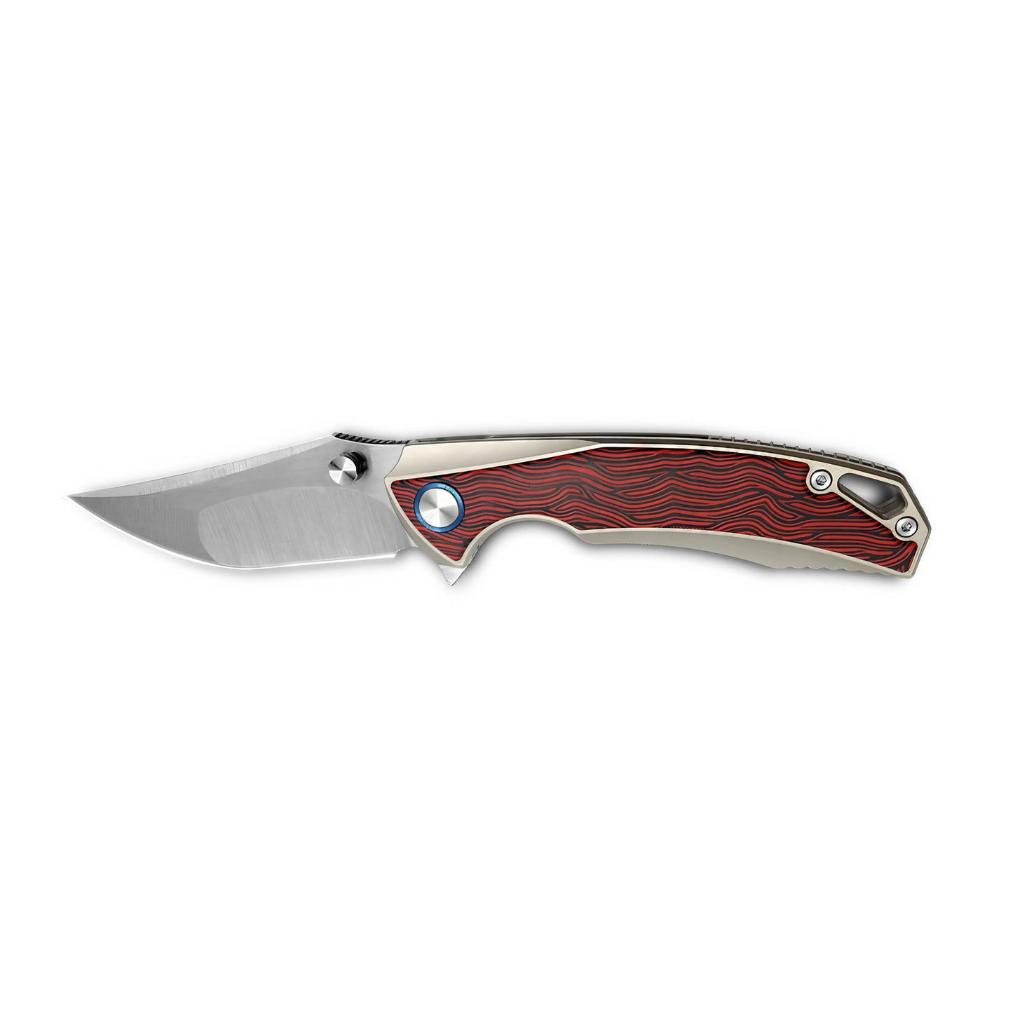 VORIXN Flipper & Thumb Stud Knife Titanium & Carbon Fiber Handle (4.3" VG10 Blade) KB004