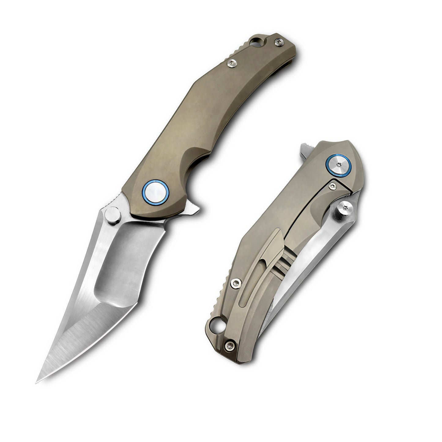 VORIXN Flipper & Thumb Stud Knife Titanium Handle (4.0" VG10 Blade) KB008