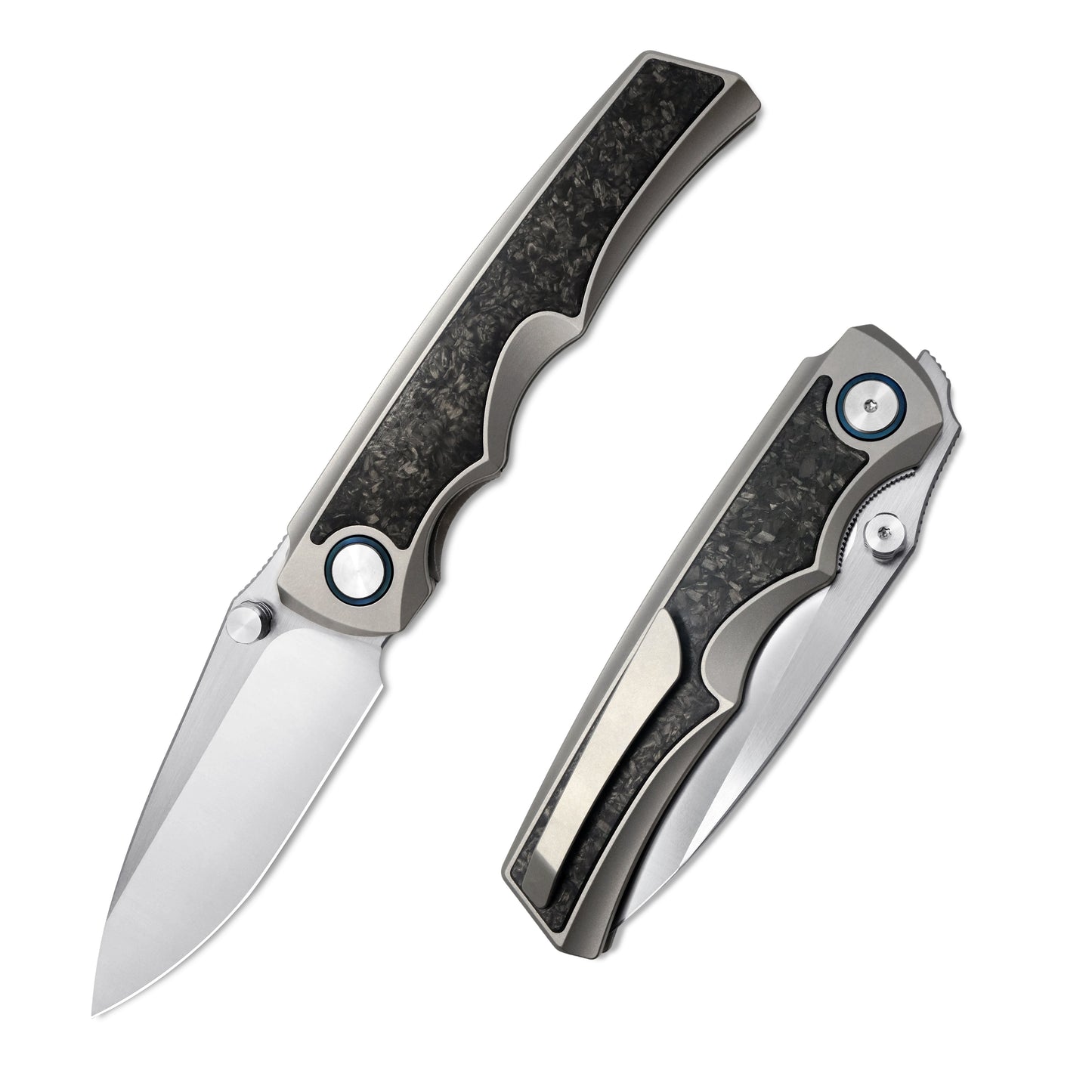 VORIXN Thumb Stud Knife Titanium & Carbon Fiber Handle (3.7" VG10 Blade) KB011