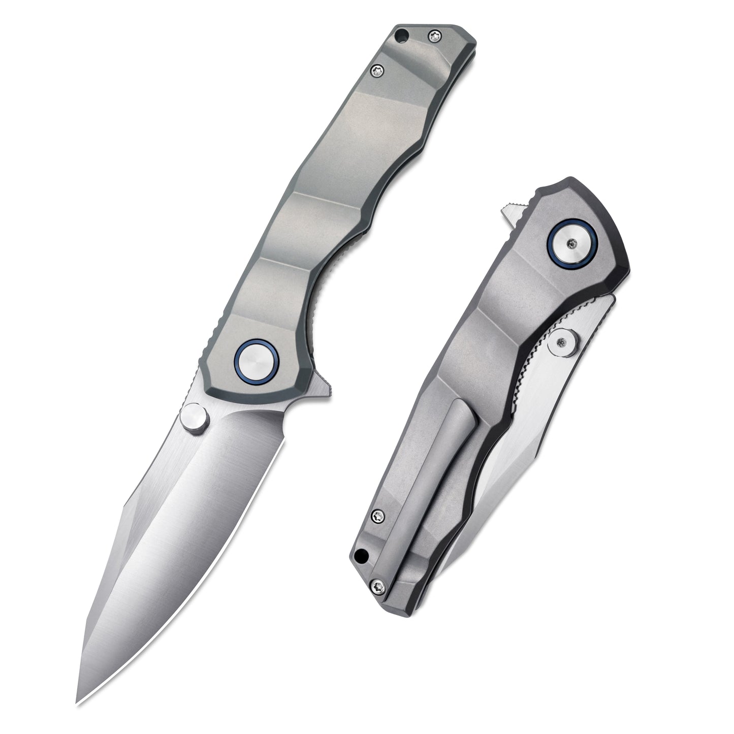 VORIXN Flipper & Thumb Stud Knife Titanium Handle (4.3" VG10 Blade) KB014