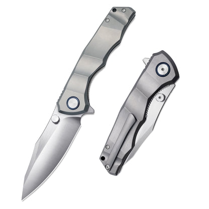 VORIXN Flipper & Thumb Stud Knife Titanium Handle (4.3" VG10 Blade) KB014