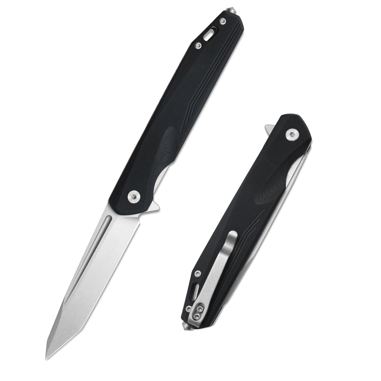 VORIXN Flipper Knife 2Cr13 & Carbon Fiber Handle (4.9" D2 Blade) KM002